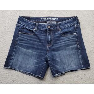 American Eagle Outfitters Midi Shorts Women 8 Blue Denim Super Stretch 5-Pockets